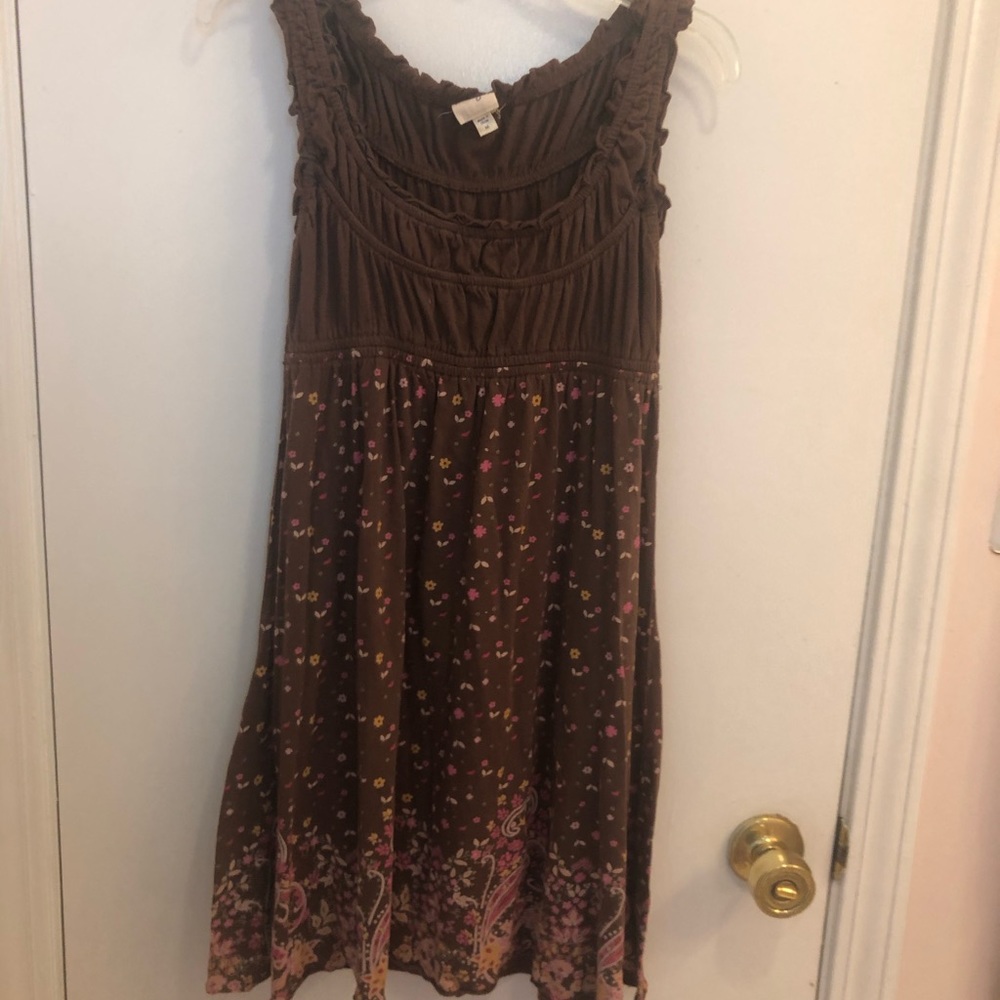 Brown and Pink Flowered Dress